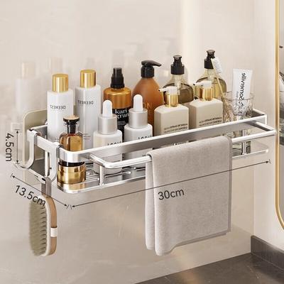 Bathroom Storage Rack, No Drilling Required, Wall-Mounted Hooks, Toilet Washroom Toiletry Organizer, Bathroom Sink Corner Shelf, Shower Room Rack
