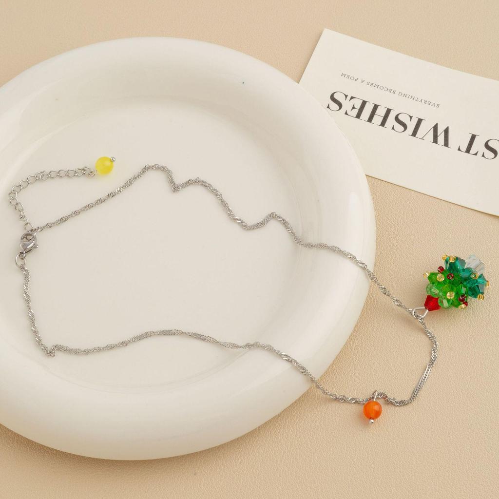 Festive Women's Christmas Tree Star Pendant Earrings & Necklace Set