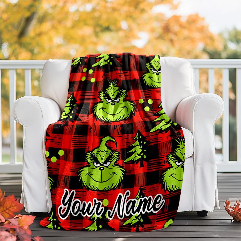 Customizable Crunch Christmas Throw Blanket – Personalized Name, All-Season Cozy Snug Blanket, Machine Washable, Personalized Blanket