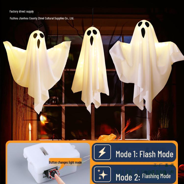 Glowing Ghost Lantern Pendant for Spooky Halloween Outdoor Decoration