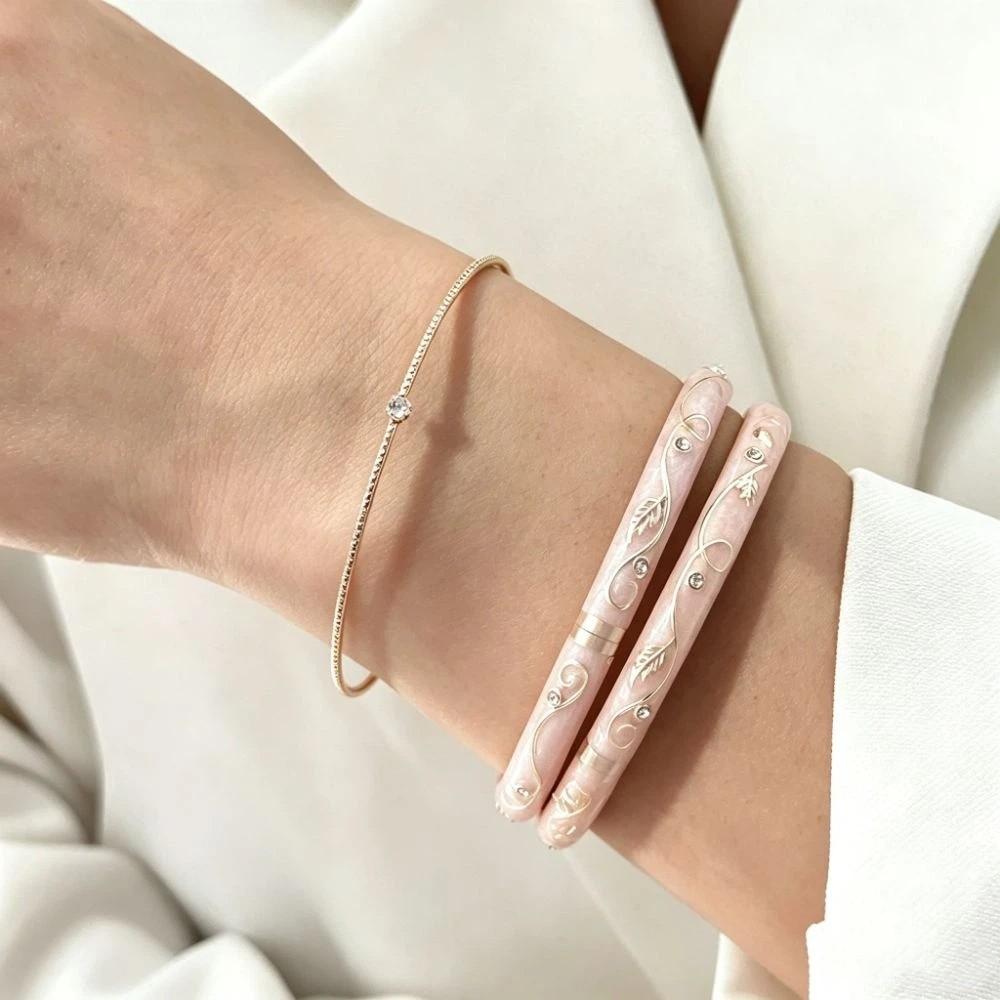 Enamel Vintage Cloisonne Bangle Classic Women's Hand Bracelet Dainty Flower Crystal Bangle Women