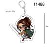 Attack on Titan Keychain: Acrylic Pendant featuring Captain Levi, Eren, Mikasa, and Armin.