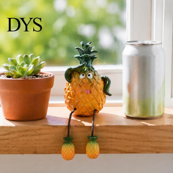 Sitter Divertenti con Frutta in Resina con Gambe Flessibili Pendenti, Statuette Bizzarre da Appendere ai Bordi, Personaggio Carino per Decorazione da Tavolo