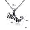 Football Shoe Pendant Necklace Boys Vintage Silver Color Hip Hop Punk Sports Style Stainless Steel Chain Fashion Man Jewelry