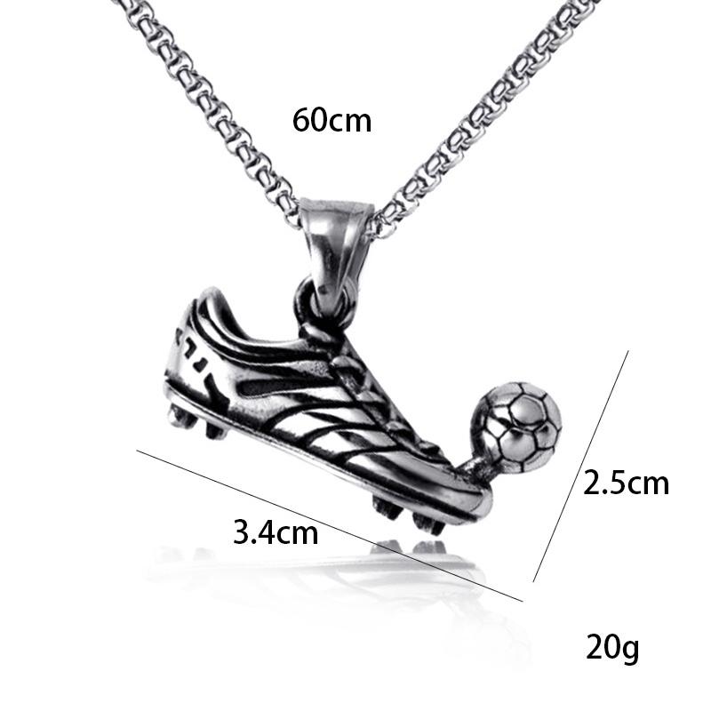 Football Shoe Pendant Necklace Boys Vintage Silver Color Hip Hop Punk Sports Style Stainless Steel Chain Fashion Man Jewelry