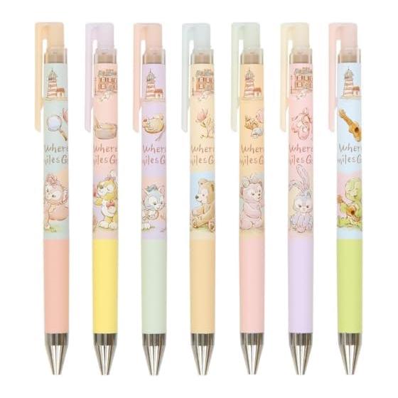 Duffy & Friends We Are Smiles Grow Ballpoint Pen Set (Black, 7 Pens) - Tokyo DisneySea Limited Edition