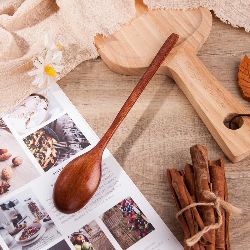 Japanese Korean Wooden Spoon - Rice, Soup & Coffee Stirring with Long Handle