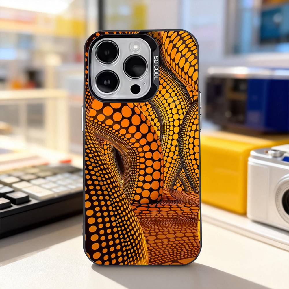 Pumpkin Yayoi Kusama Art For iPhone 17,16,15,14,13,12,11,Pro,Max,Plus,E,Air,Mini Anti Fall Black Matte Hard Bumper Phone Case