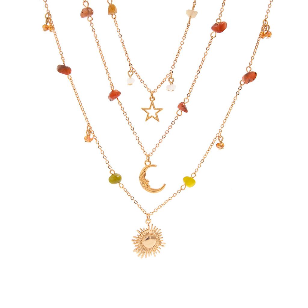 Bohemian Niche Crushed Stone Beaded Necklaces Vintage Chain Tassel Collarbone Choker Necklace Set Multilayer Retro Daily Women's Jewelry