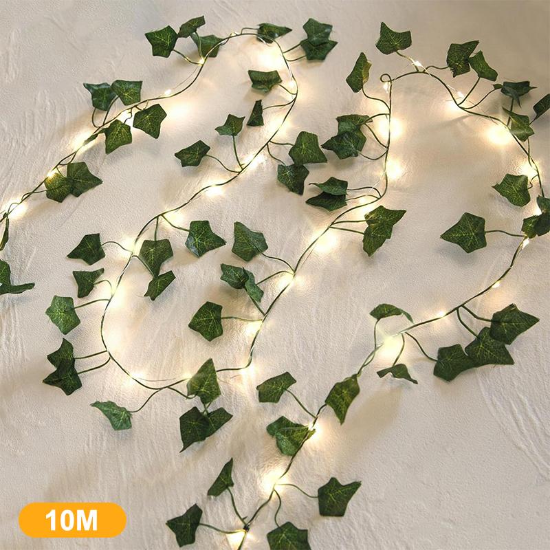 Flower Green Leaf String Lights Artificial Vine Fairy Lights Battery Powered Garland Light For Weeding Home Decor