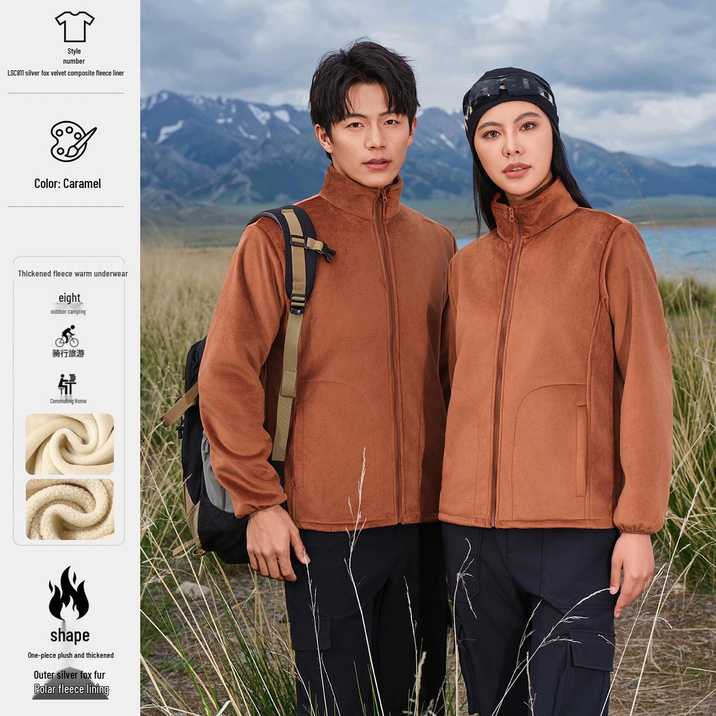 Silver Fox Double-Sided Fleece Jacket - Unisex Warm, Cold-Resistant with Custom Logo Option XXL