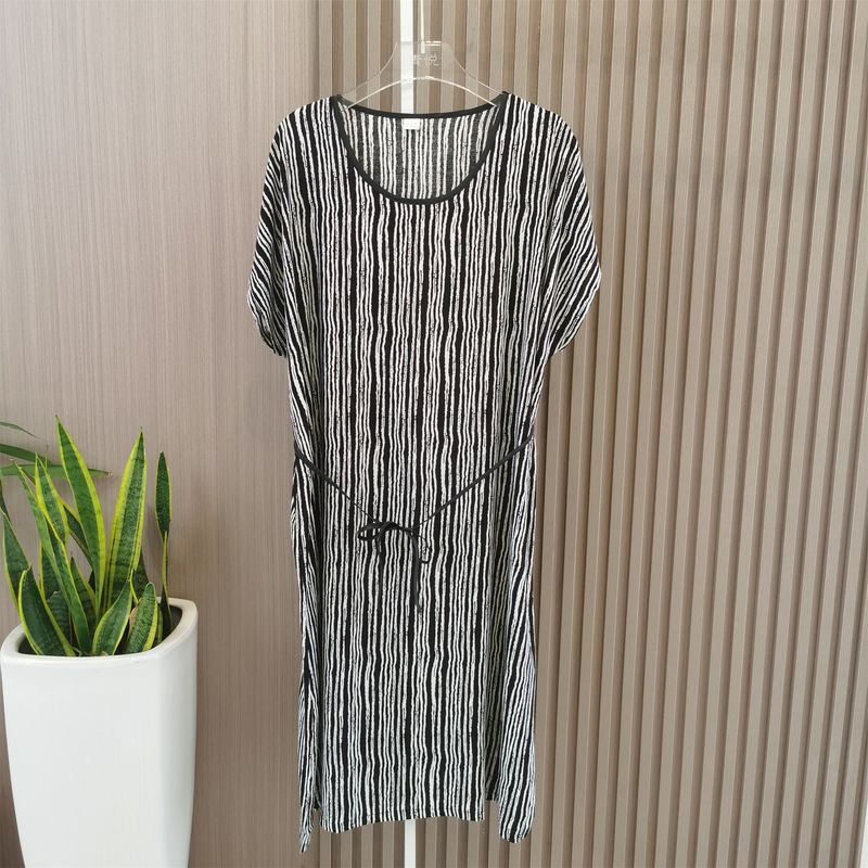 Multi-Color Silk Cotton Dress Home Wear Shoelace round Collar Skirt Special Treatment Rayon Nightdress for Women