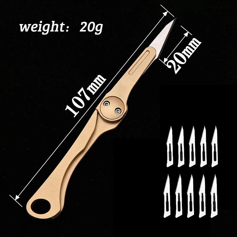 NEW NO11 Replaceable Blades Scalpel Folding Knife Quick Open Bottle Opener Keychain EDC Folding Knife 10 Blade Free Useful Tool
