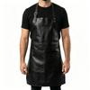 Unisex PU Leather Work Apron Multi-Pocket Hairdresser Barista Gardener Vintage Style Anti-Stain All Season One Size