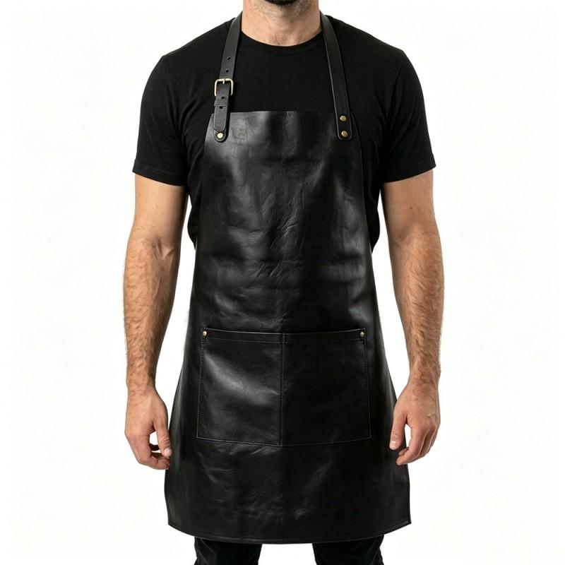 Unisex PU Leather Work Apron Multi-Pocket Hairdresser Barista Gardener Vintage Style Anti-Stain All Season One Size