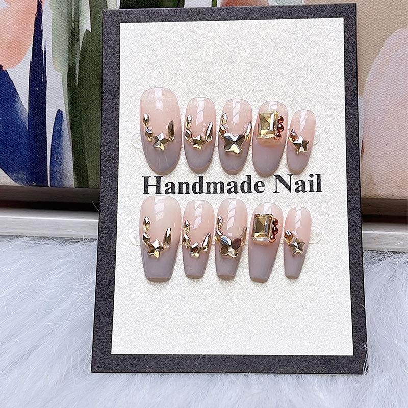 

Oolong Tiktok Hot Sale Pure Handmade Nail Wearing Temperament White ins Style Nail Patch Wearing Nail in Summer