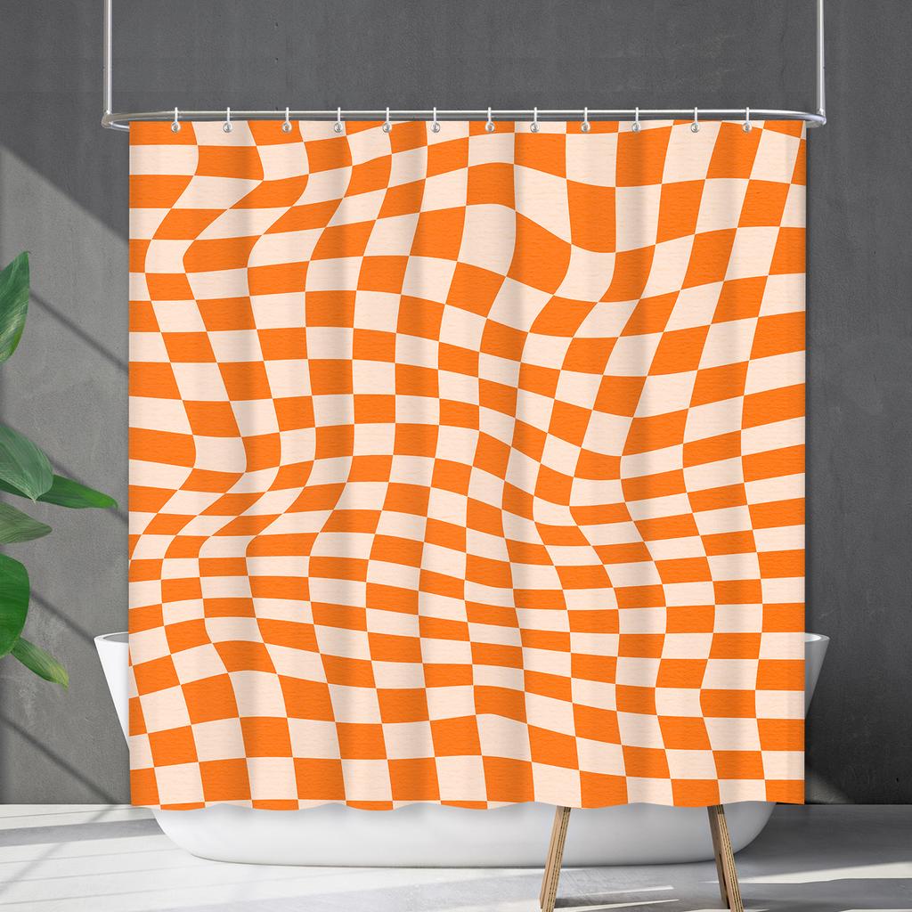 Shower Curtain Waterproof And Mildew-Proof Line Lattice Bathroom Striped Bathroom Curtain Shower Curtain Partition Curtain Free Of Punching