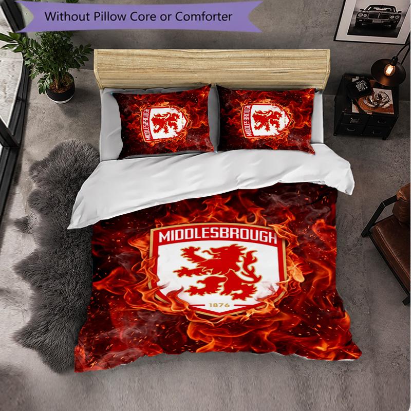 Biancheria da letto a tema Middlesbrough FC Set 3 Pezzi Copripiumino Biancheria da letto Decorativa per Camera Adolescenti Decorazione Casa