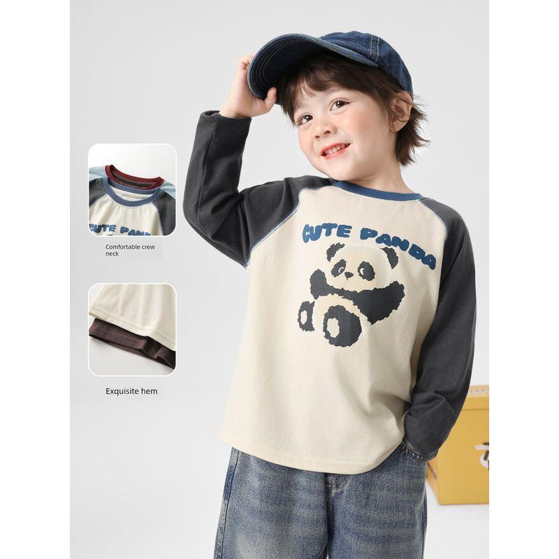 Right European Style Boys' Long-Sleeve T-Shirt with Cartoon Raglan Sleeves, 2026 Spring and Autumn New Children's Clothing, Baby Top, Base Shirt