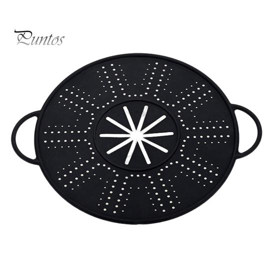 

Силиконовый экран от брызг для сковороды, защита от брызг жира и масла с ручкой, теплоизоляционный охлаждающий коврик, сито, дренажная доска для выпечки и приготовления пищи чёрный