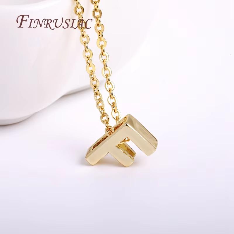 Gold Plated Brass Metal Initial 26 Letters Pendants Pendants Necklace For Women Jewelry Accessories Thin Chain Necklaces Female
