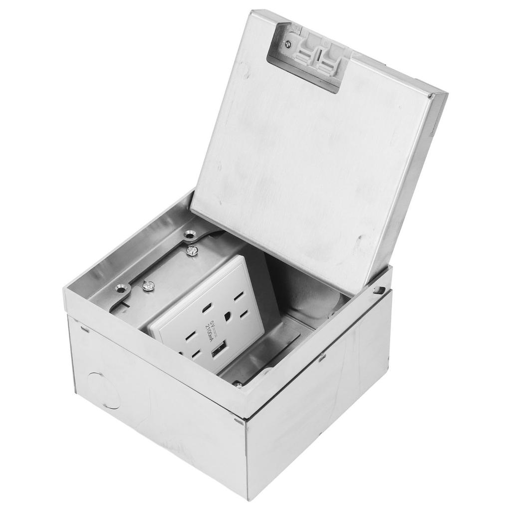 Floor Socket Dual 3 Prong USB TYPE C Port Space Saving Waterproof Recessed Outlet 15A