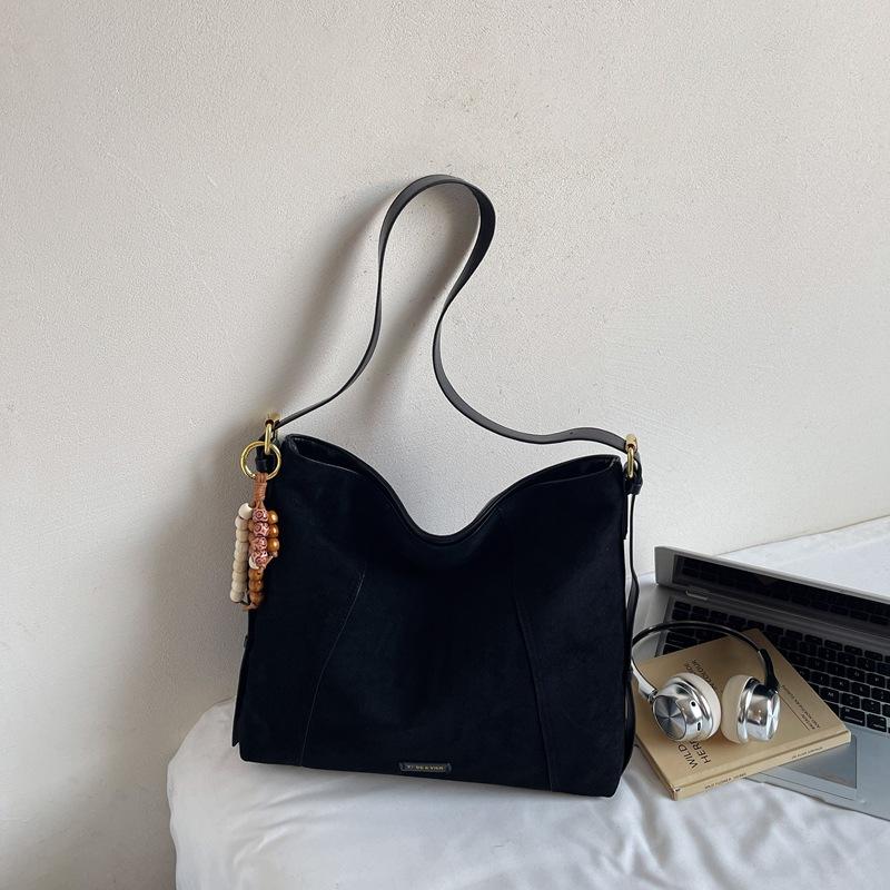 Wandering Mocha Suede Tote Bag Women's Early Autumn New Large-capacity Commuter Shoulder Messenger Bag