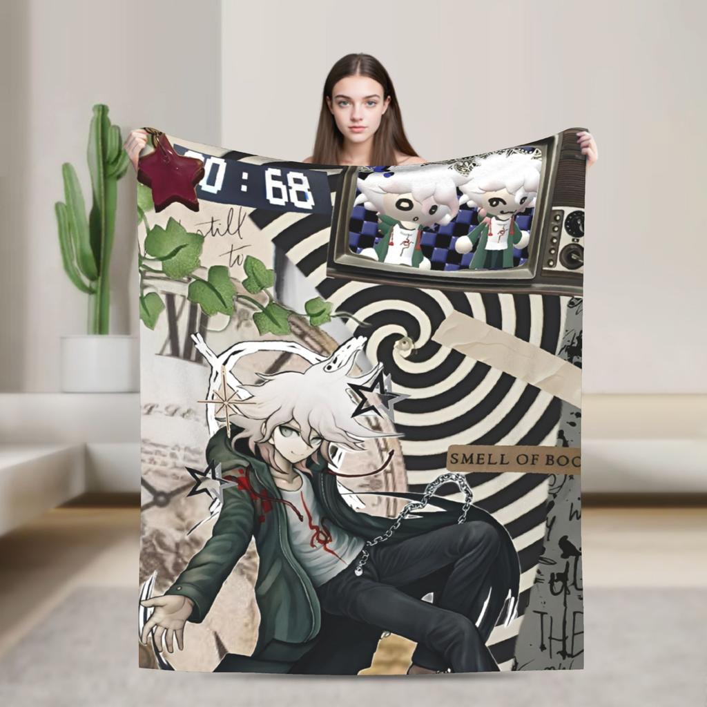 Danganronpa Nagito Komaeda Flannel Blankets Game Anime Novelty Throw Blanket for Home 125*100cm Warm