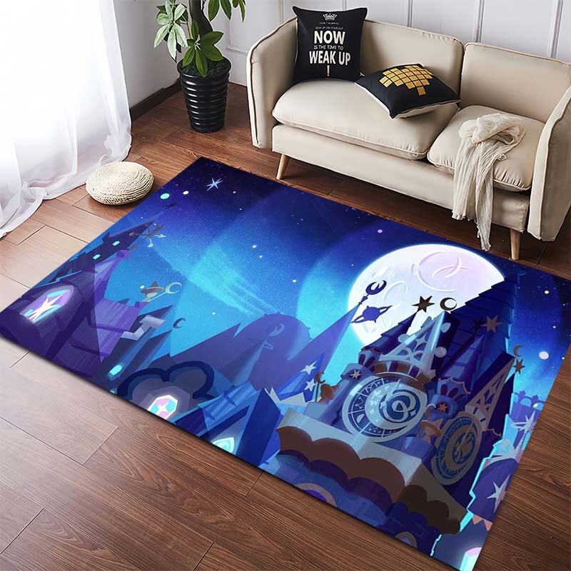 Mystical Blue Eye & Wizard Area Rug, Galaxy Fantasy Design Non-Slip Floor Mat