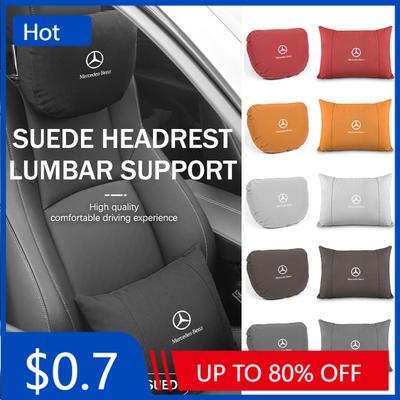 Pegatina de Coche Para Mercedes Benz Gamuza Asiento de Coche Almohada para el Cuello Reposacabezas Suave de Memoria Soporte Lumbar CLK GLC W212 C200 C300 W203 W204 W2