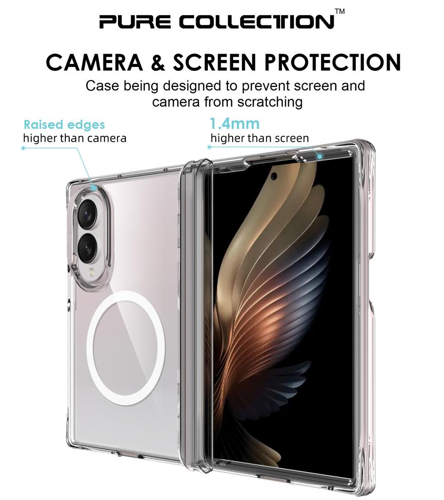 Hinge Protection Transparent Case for Samsung Galaxy Z Fold8, TPU PC Shock Absorbing Foldable Cover-Clear