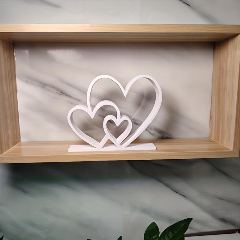 2pcs Romantic Couple Statues - Minimalist Heart-Shaped Matching Figures, Plastic Love Sculptures Suitable for Home Decor, Wedding, Anniversary Gifts