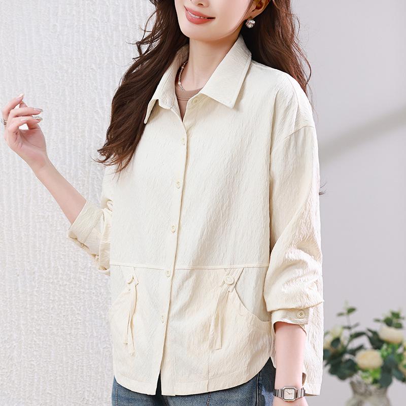

2024 Spring/Autumn Fashion: Comfortable & Breathable Loose Slimming Shirt Jacket L абрикосовий