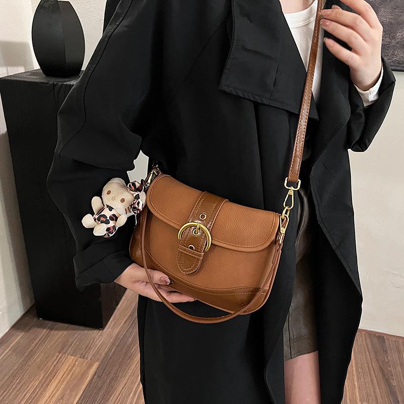 Vintage Autumn Underarm Bag Women'S Fashion French Splicing Contrasting Color Pea Bag Shoulder Baguette Bag
