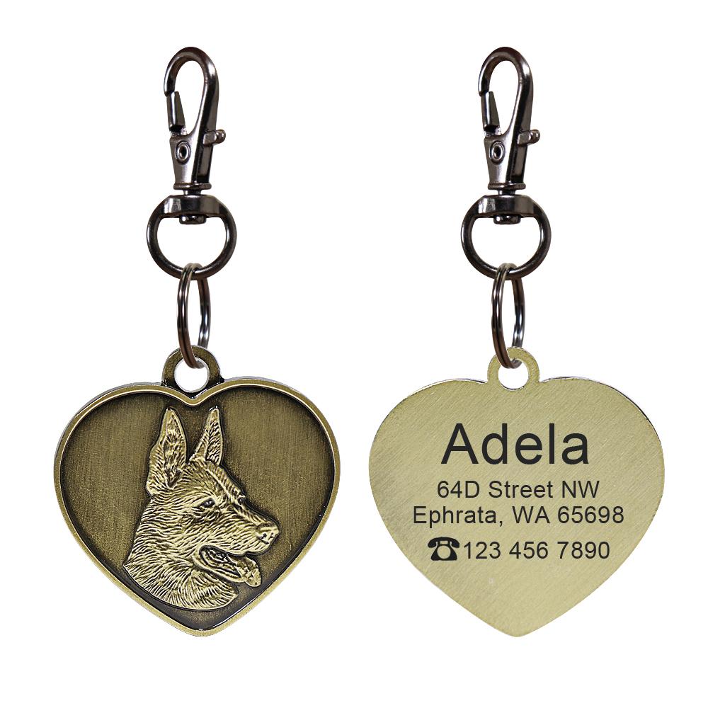 

Personalized Dog ID Tag Free Engrave Dogs Breed Nameplate Anti-lost Pet Collar Pendant For Pitbull Bulldog Copper Collar Tags M