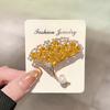 Crystal Yellow Birch Leaf Brooch, Elegant and Stylish Brooch, High-end Style Pin