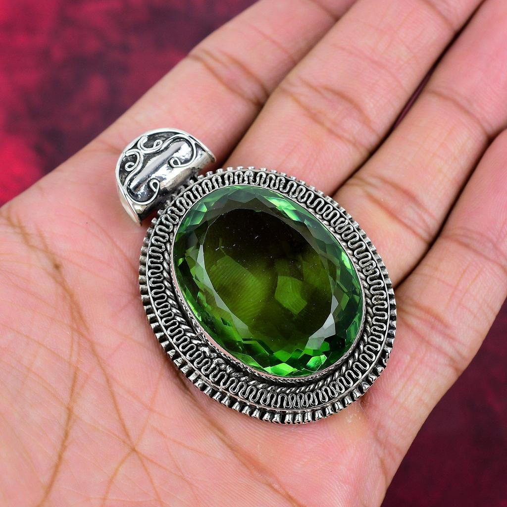 Tsavorit Anhänger, 925 Sterling Silber Edelstein Schmuck, handgefertigter Anhänger, für Thanksgiving