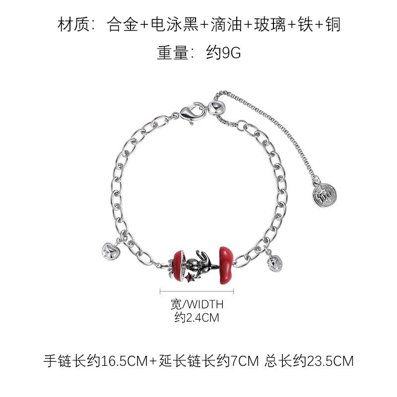 Light luxury niche exquisite star-picking cat apple bracelet female sweet cool style original design versatile Christmas jewelry