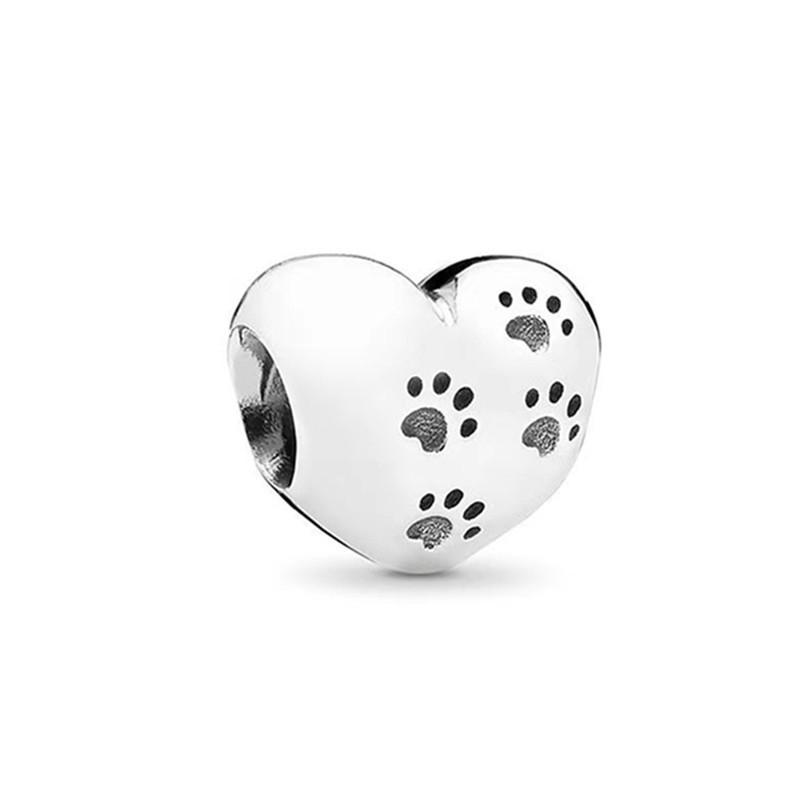 Europeans DIY Angel Mom Heart Sparkling Paw Print Cherry Blossom Charm Beads Fit Original Silver Bracelet Jewelry
