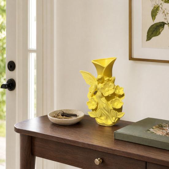 jijijing 3D Printed Fairy Garden Sculpture Vase, Fantasy Flower Pot with Statue, Dual-Use Holder for Desktop Entryway & Creative Gift