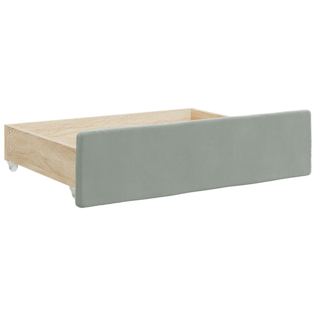 Pull Out Daybed with Drawers Light Grey 90x200 cm Velvet