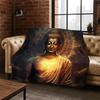 Buddha Shakyamuni Faith Cartoon Flannel Blanket Soft Warm Throw Blanket for Bedroom Living Room Bed Travel Camping Picnic Gift