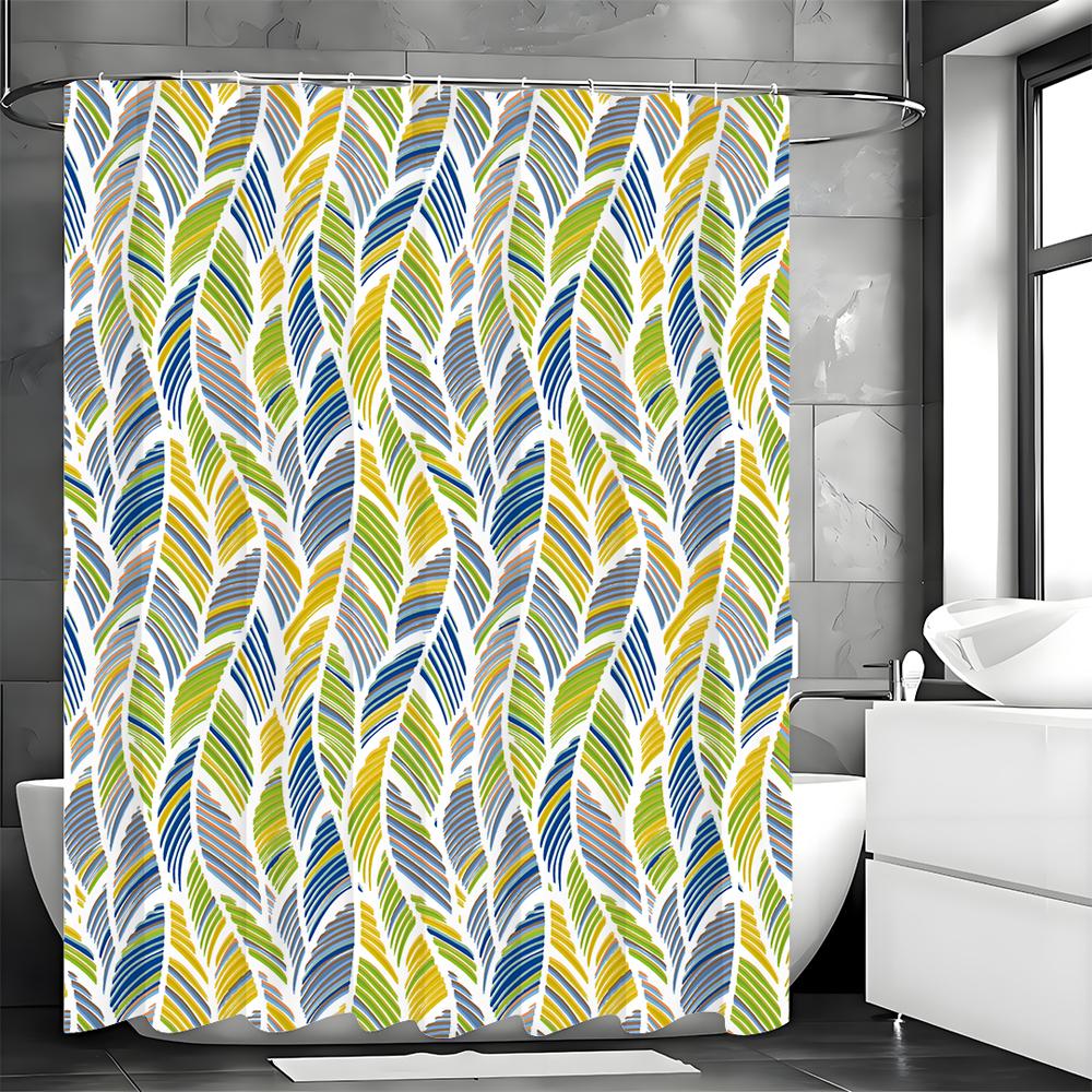 Modern Creative Leaf Shower Curtain, Bathroom Decorative Shower Curtain, Waterproof Shower Curtain with Hooks