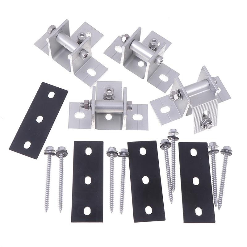 4Pcs Solar Panel Rotatable Elevation With Angle Bracket Roof Mounting Attachment Solar Panel Brackets Tilt Mounting Rail Support