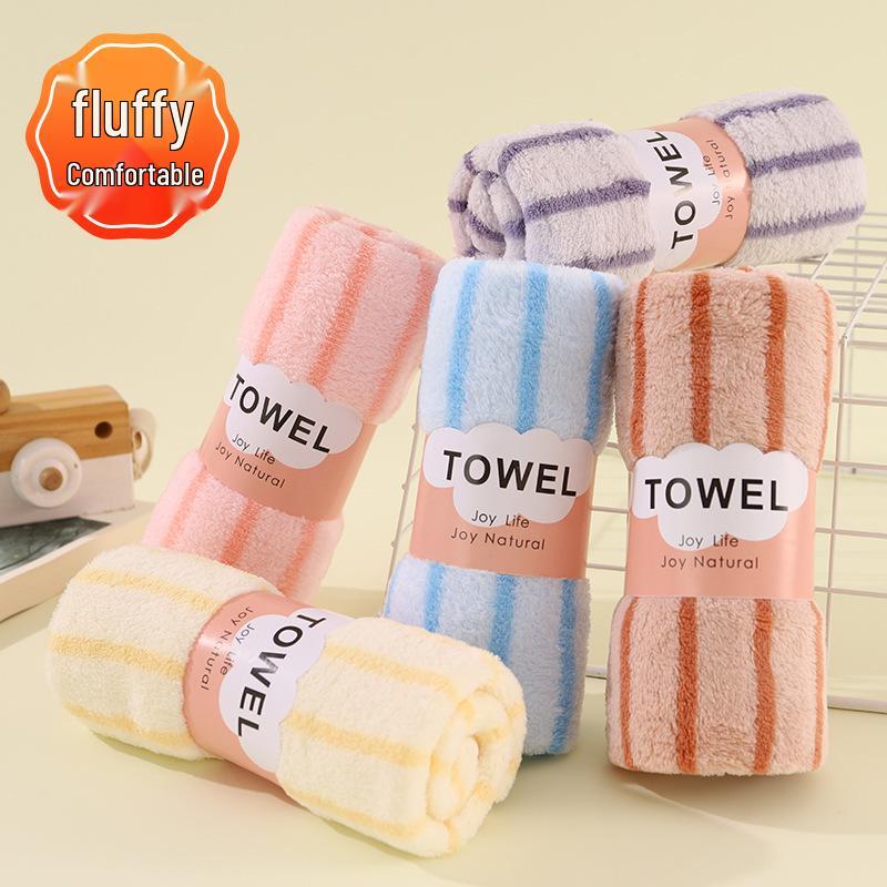 Coral Velvet Five-Piece Absorbent Towel Set - Wide Stripe, Gift-Ready