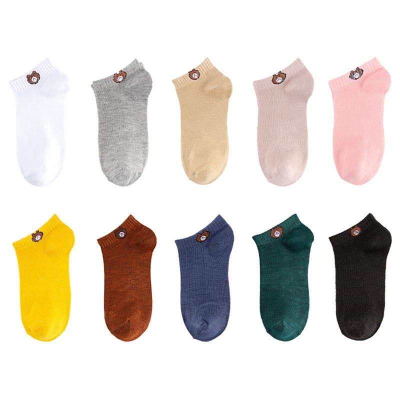 5/10 Pairs Winter Women Socks Bear Breathable Keep Warm Floor Anti-Skid Socks