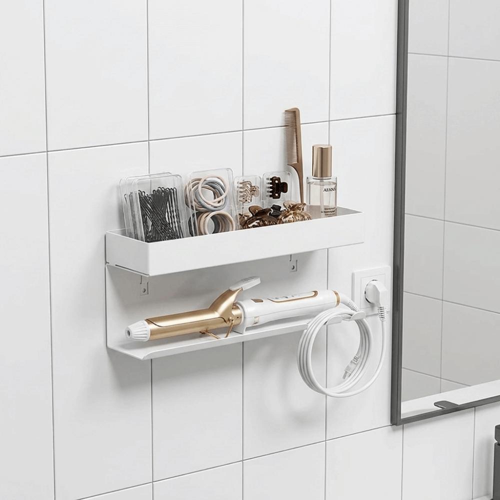 Wall Mounted Curling Iron Storage Rack No Drill Hair Tool Holder  Apartment Use