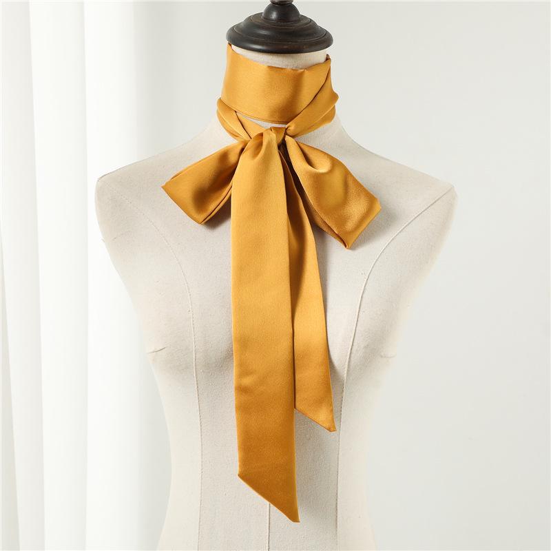 Influencer Style Silk Scarf: Hair Tie, Solid Color, Long & Narrow, Korean Style Necktie, Flowing Ribbon for Women