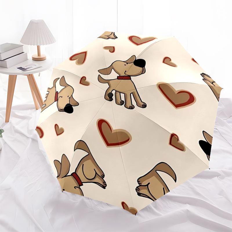 1pc Dogs Hearts Automatic Open/close Umbrella, 8-Rib Sturdy Structure, Portable Travel Umbrella, Parties, Everyday Use, Outdoor Accessory F39