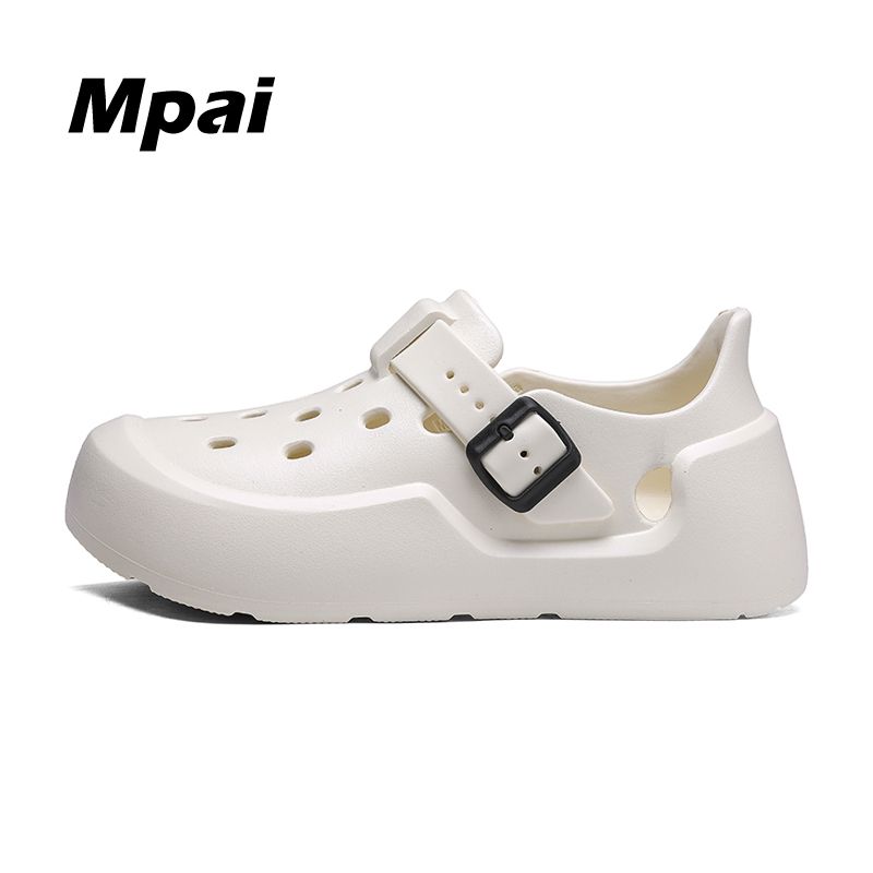 

Dream Brand Fashion Square Buckle Hole Shoes Baby Boy and Girl Summer Eva Soft Bottom Closed Toe Sandals Non Slip Outdoor River Tracing Beach Shoes Rice White 37-38